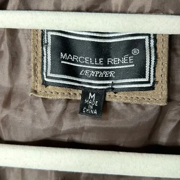 Marcelle Renee Leather‎ Suede Jacket Womens M Brown Long Sleeve Full Zip READ - Picture 3 of 16
